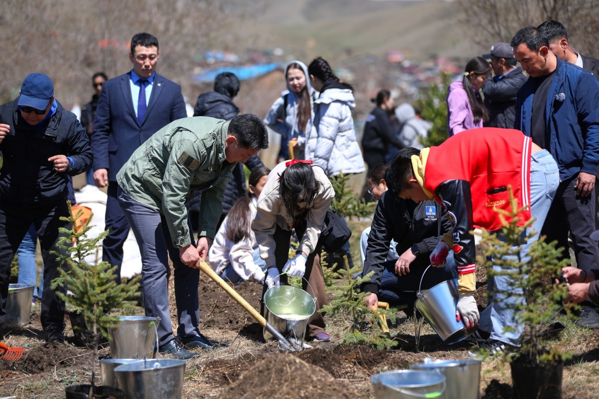 Монгол Улсын Ерөнхийлөгч “Нөхөрлөлийн ой” цэцэрлэгт хүрээлэнд мод тарилаа